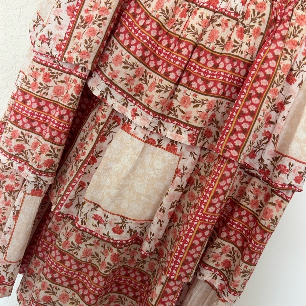 Nwot American Eagle Patchwork Floral Smocked Tier… - image 5